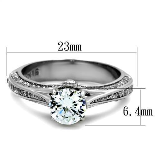 TK2026 - High polished (no plating) Stainless Steel Ring with AAA Grade CZ  in Clear LuxuryLifeWay Online Store
