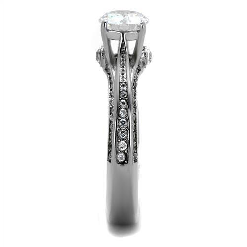 TK2026 - High polished (no plating) Stainless Steel Ring with AAA Grade CZ  in Clear LuxuryLifeWay Online Store