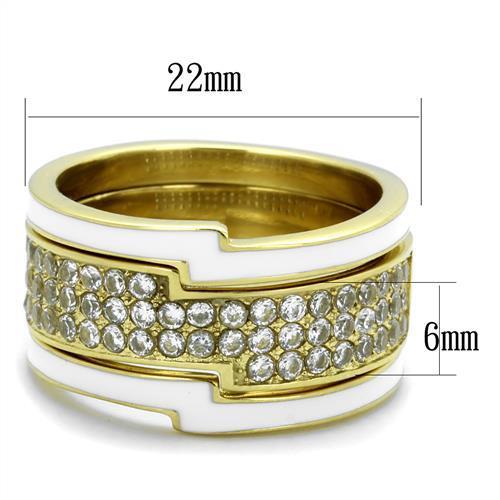 TK2035 - IP Gold(Ion Plating) Stainless Steel Ring with AAA Grade CZ  in Clear LuxuryLifeWay Online Store