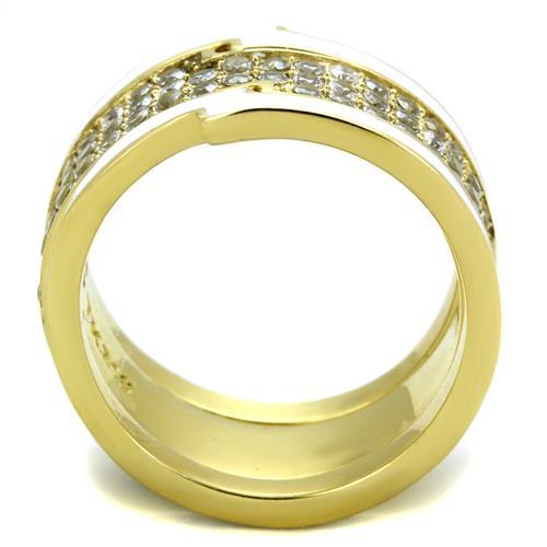 TK2035 - IP Gold(Ion Plating) Stainless Steel Ring with AAA Grade CZ  in Clear LuxuryLifeWay Online Store