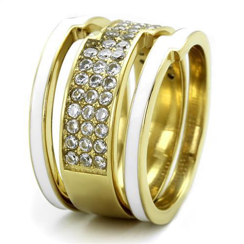 TK2035 - IP Gold(Ion Plating) Stainless Steel Ring with AAA Grade CZ  in Clear LuxuryLifeWay Online Store
