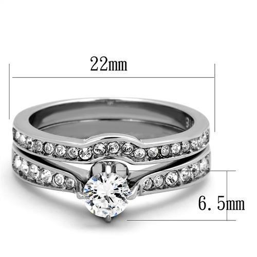 TK2039 - High polished (no plating) Stainless Steel Ring with AAA Grade CZ  in Clear LuxuryLifeWay Online Store