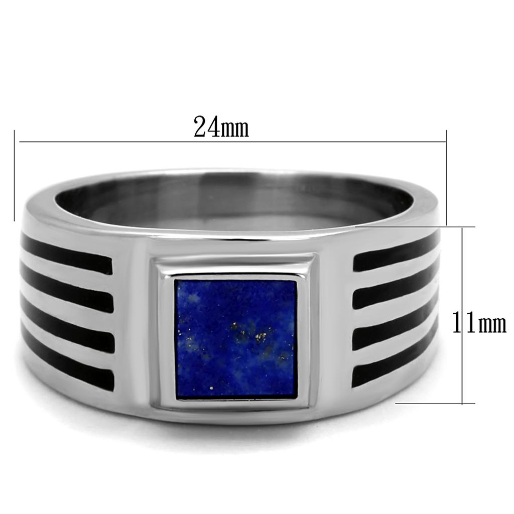 TK2047 - High polished (no plating) Stainless Steel Ring with Precious Stone Lapis in Montana LuxuryLifeWay Online Store