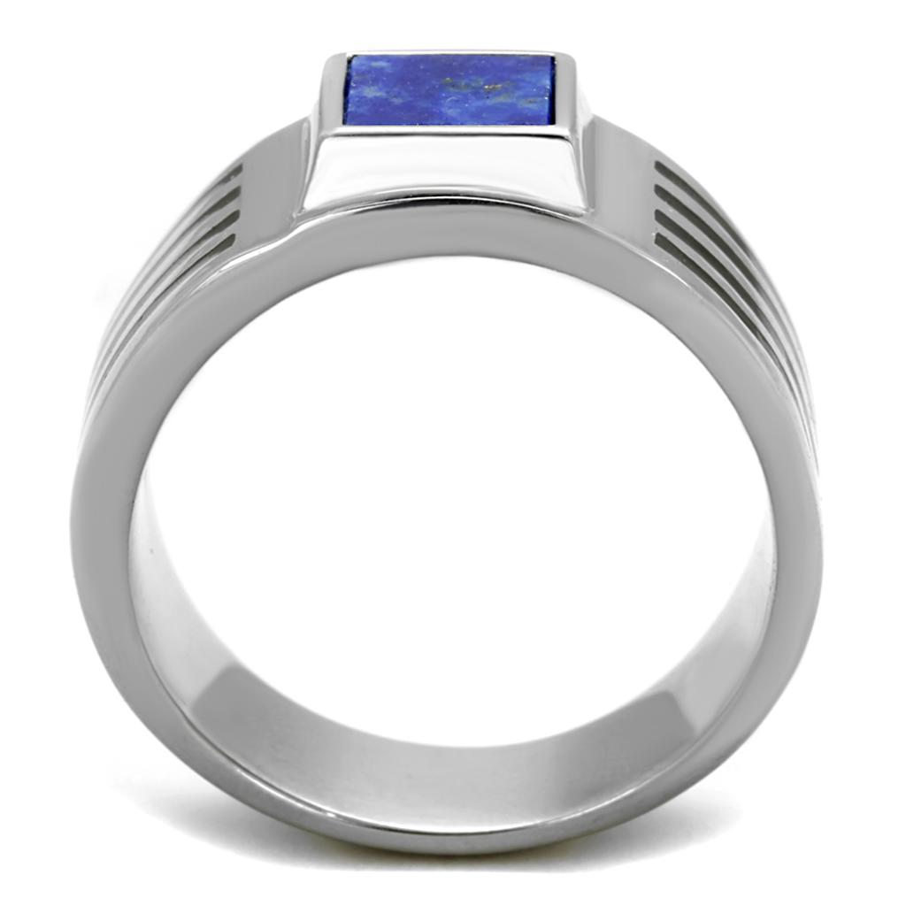 TK2047 - High polished (no plating) Stainless Steel Ring with Precious Stone Lapis in Montana LuxuryLifeWay Online Store