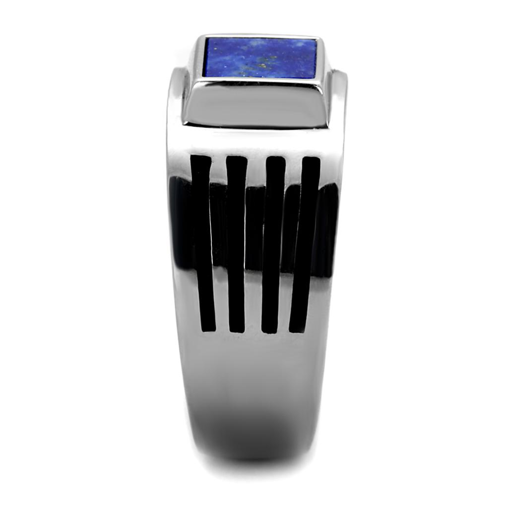 TK2047 - High polished (no plating) Stainless Steel Ring with Precious Stone Lapis in Montana LuxuryLifeWay Online Store