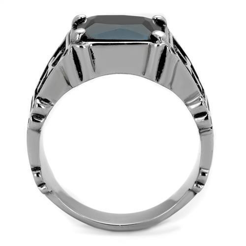 TK2055 - High polished (no plating) Stainless Steel Ring with Synthetic Synthetic Glass in Jet LuxuryLifeWay Online Store