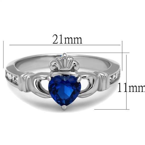 TK2093 - High polished (no plating) Stainless Steel Ring with Synthetic Spinel in London Blue LuxuryLifeWay Online Store