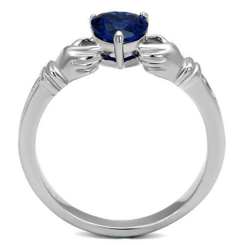 TK2093 - High polished (no plating) Stainless Steel Ring with Synthetic Spinel in London Blue LuxuryLifeWay Online Store