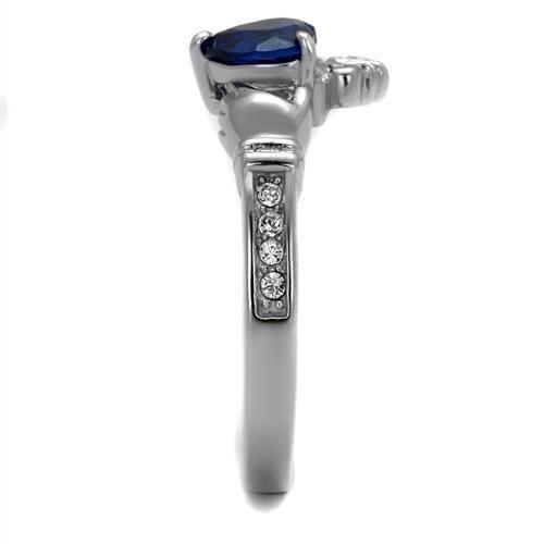 TK2093 - High polished (no plating) Stainless Steel Ring with Synthetic Spinel in London Blue LuxuryLifeWay Online Store