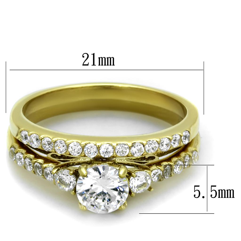 TK2133 - IP Gold(Ion Plating) Stainless Steel Ring with AAA Grade CZ  in Clear LuxuryLifeWay Online Store