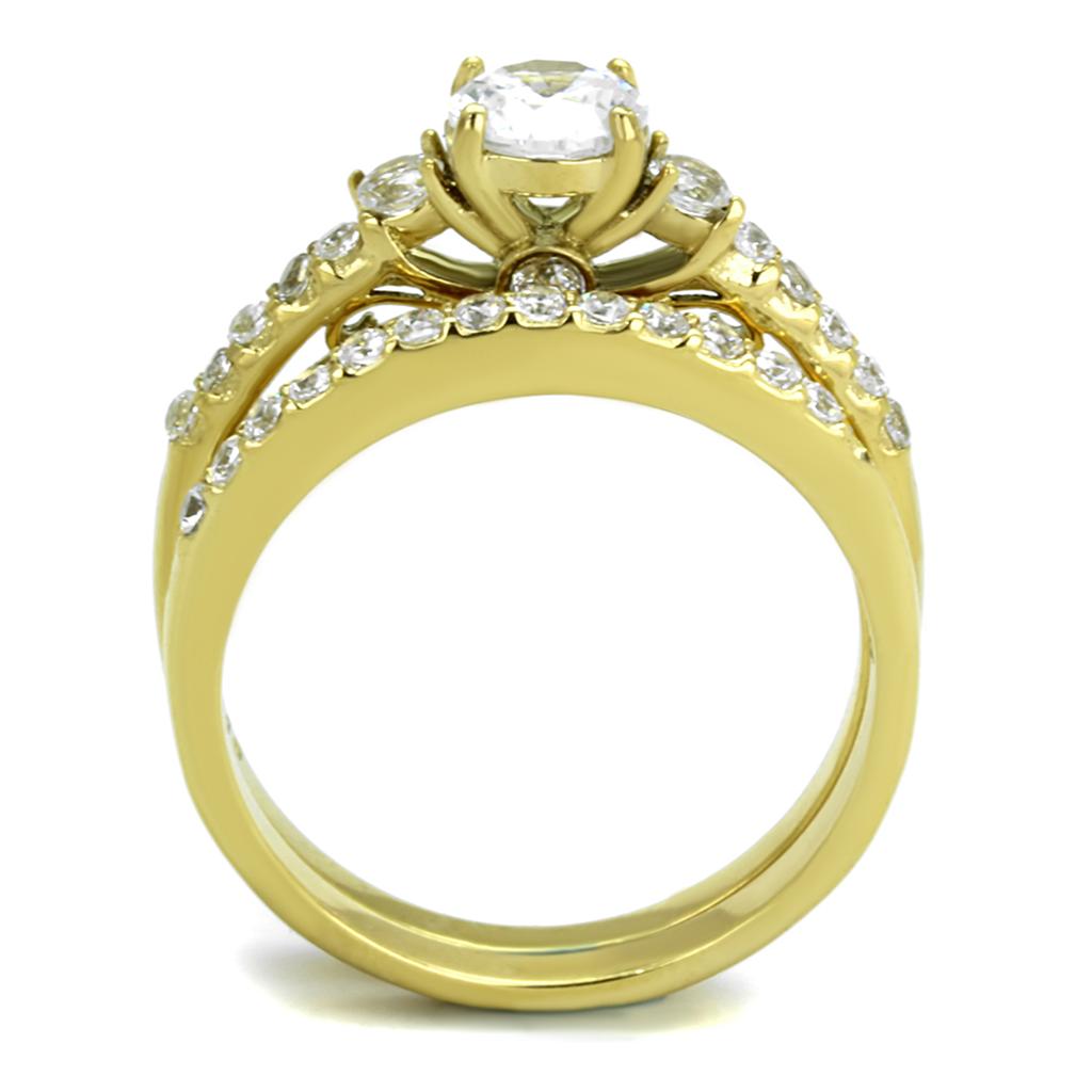 TK2133 - IP Gold(Ion Plating) Stainless Steel Ring with AAA Grade CZ  in Clear LuxuryLifeWay Online Store
