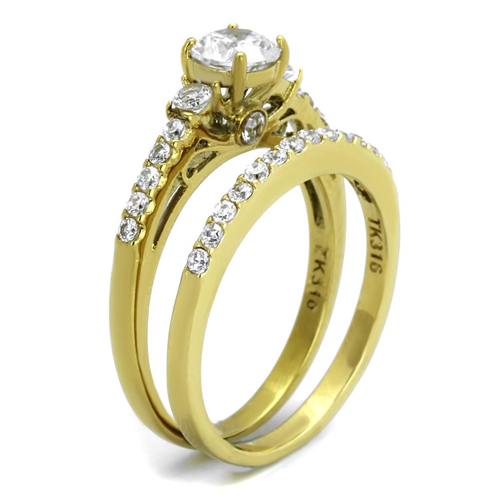 TK2133 - IP Gold(Ion Plating) Stainless Steel Ring with AAA Grade CZ  in Clear LuxuryLifeWay Online Store