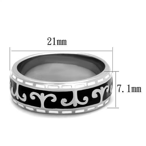 TK2154 - High polished (no plating) Stainless Steel Ring with Epoxy  in Jet LuxuryLifeWay Online Store