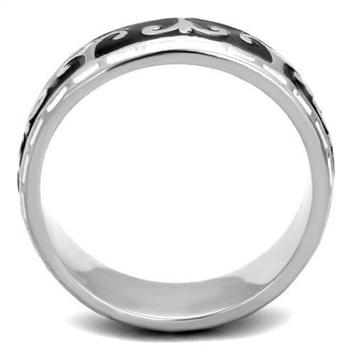 TK2154 - High polished (no plating) Stainless Steel Ring with Epoxy  in Jet LuxuryLifeWay Online Store