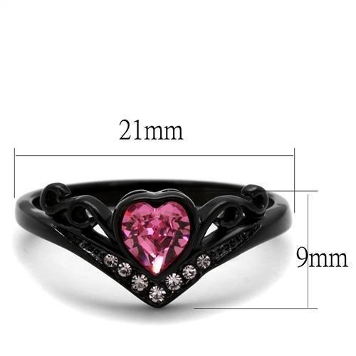 TK2192 - IP Black(Ion Plating) Stainless Steel Ring with Top Grade Crystal  in Rose LuxuryLifeWay Online Store