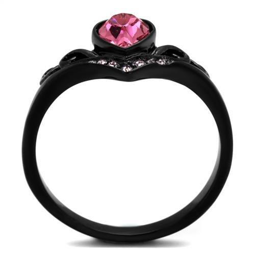 TK2192 - IP Black(Ion Plating) Stainless Steel Ring with Top Grade Crystal  in Rose LuxuryLifeWay Online Store
