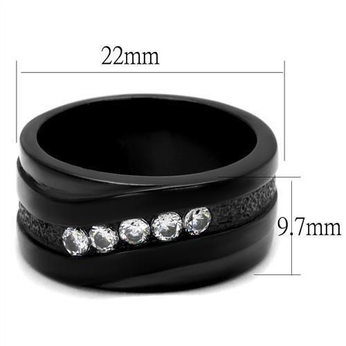 TK2210 - IP Black(Ion Plating) Stainless Steel Ring with AAA Grade CZ  in Clear LuxuryLifeWay Online Store
