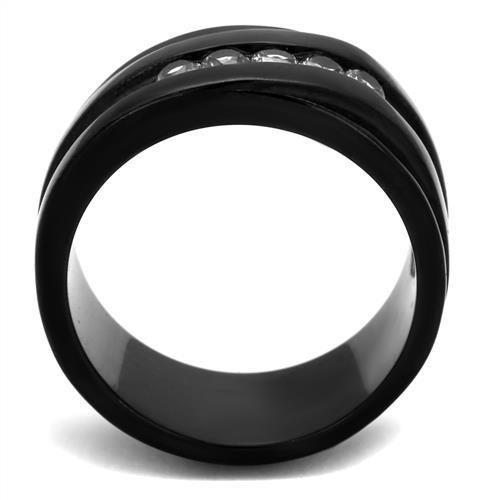 TK2210 - IP Black(Ion Plating) Stainless Steel Ring with AAA Grade CZ  in Clear LuxuryLifeWay Online Store