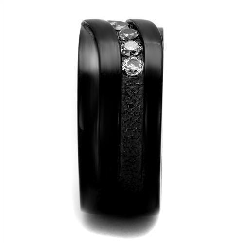 TK2210 - IP Black(Ion Plating) Stainless Steel Ring with AAA Grade CZ  in Clear LuxuryLifeWay Online Store