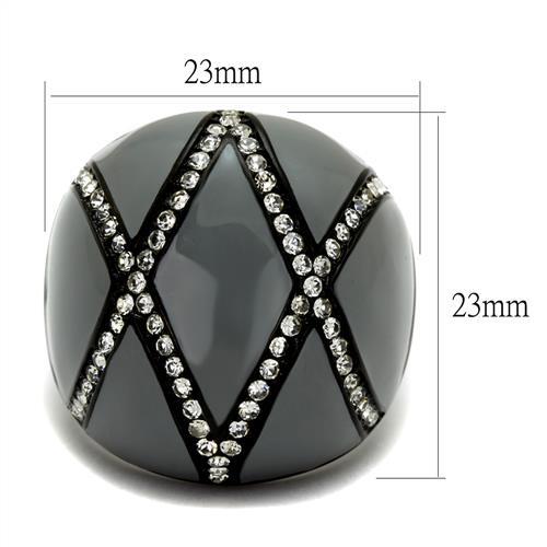 TK2216 - IP Black(Ion Plating) Stainless Steel Ring with Top Grade Crystal  in Clear LuxuryLifeWay Online Store