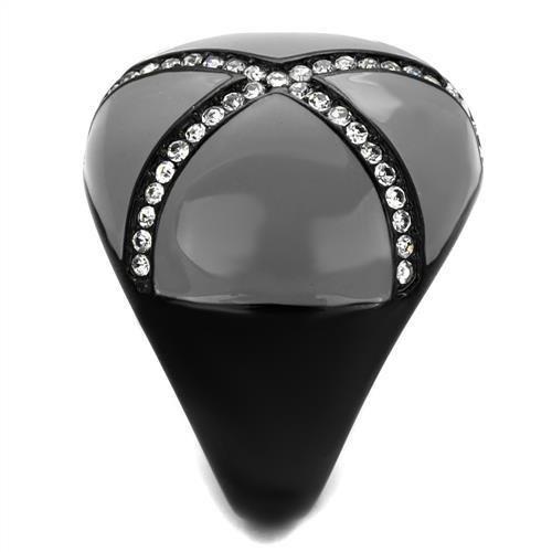TK2216 - IP Black(Ion Plating) Stainless Steel Ring with Top Grade Crystal  in Clear LuxuryLifeWay Online Store