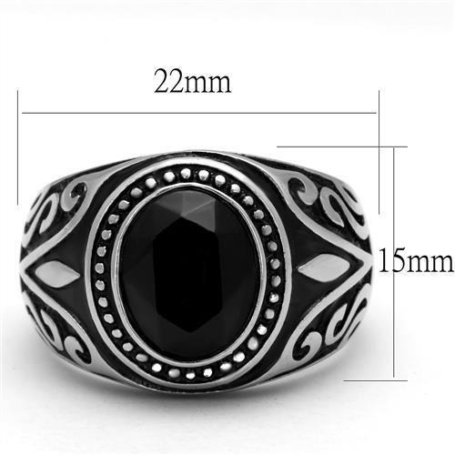 TK2231 - High polished (no plating) Stainless Steel Ring with Top Grade Crystal  in Jet LuxuryLifeWay Online Store