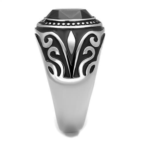 TK2231 - High polished (no plating) Stainless Steel Ring with Top Grade Crystal  in Jet LuxuryLifeWay Online Store