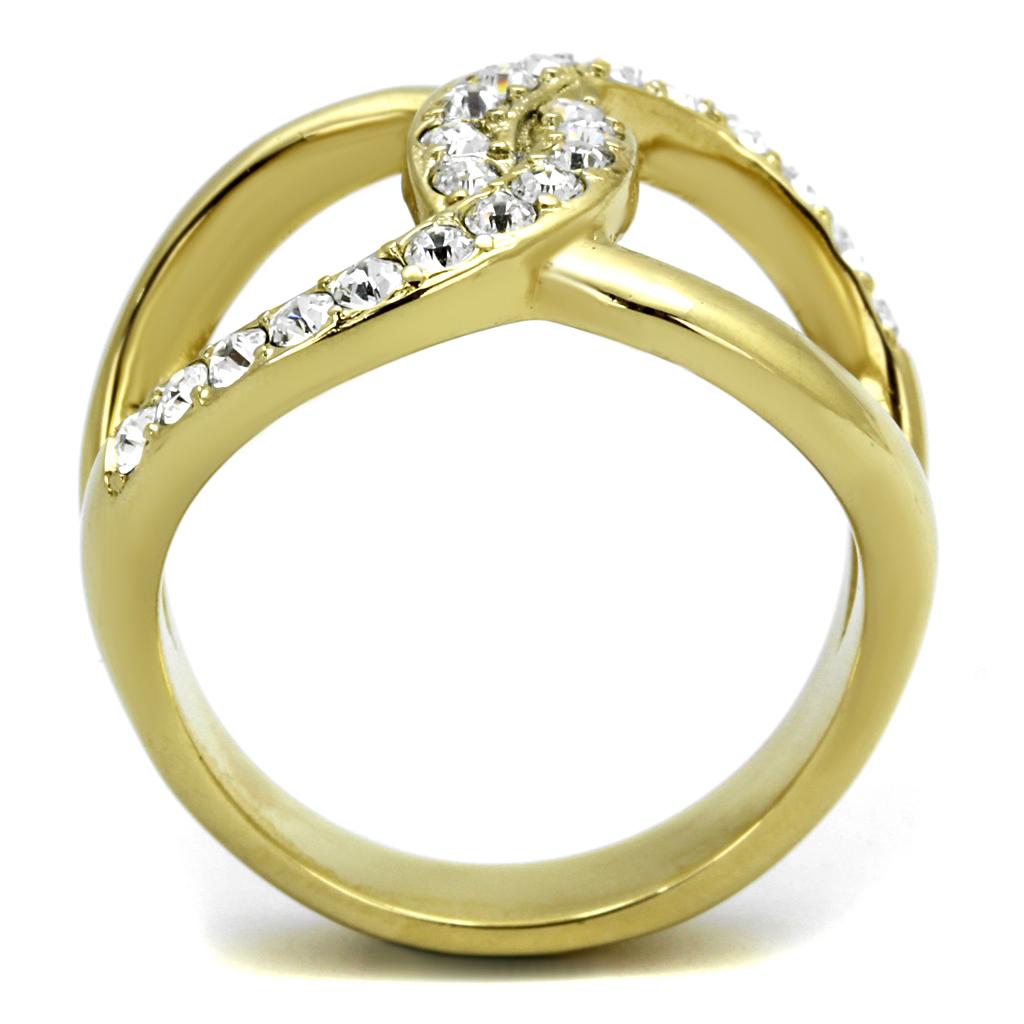 TK2253 - Two-Tone IP Gold (Ion Plating) Stainless Steel Ring with Top Grade Crystal  in Clear LuxuryLifeWay Online Store