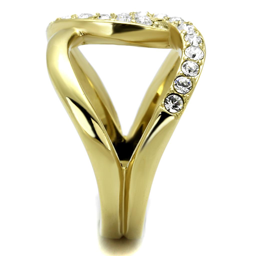TK2253 - Two-Tone IP Gold (Ion Plating) Stainless Steel Ring with Top Grade Crystal  in Clear LuxuryLifeWay Online Store