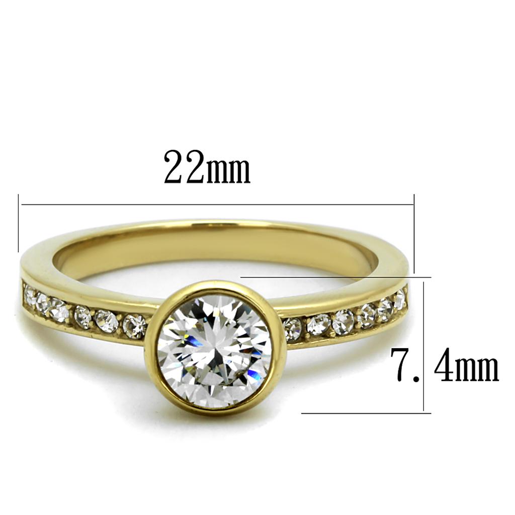 TK2254 - IP Gold(Ion Plating) Stainless Steel Ring with AAA Grade CZ  in Clear LuxuryLifeWay Online Store