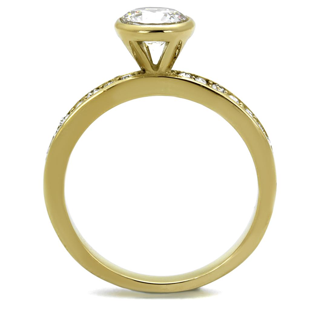 TK2254 - IP Gold(Ion Plating) Stainless Steel Ring with AAA Grade CZ  in Clear LuxuryLifeWay Online Store