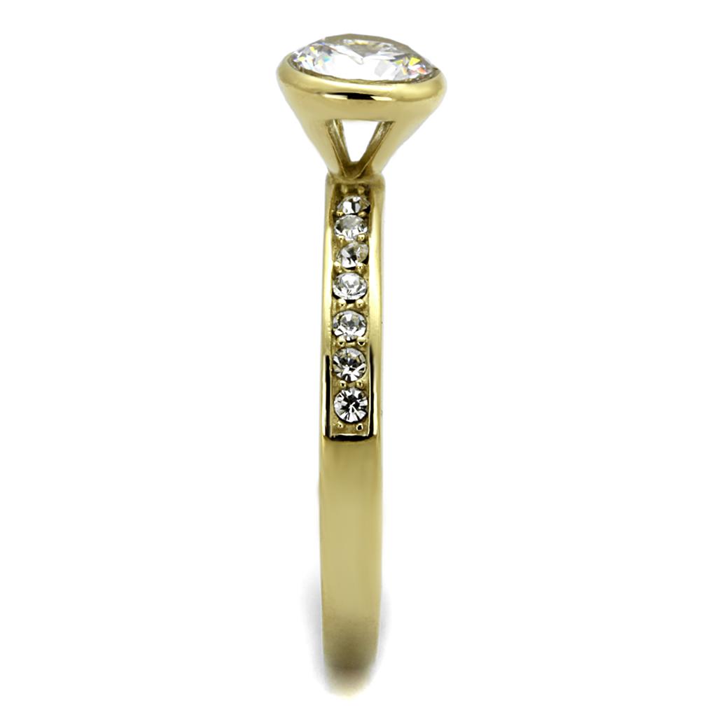 TK2254 - IP Gold(Ion Plating) Stainless Steel Ring with AAA Grade CZ  in Clear LuxuryLifeWay Online Store
