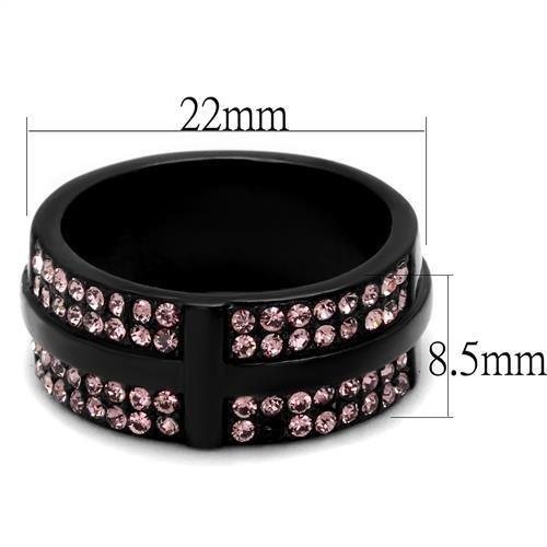 TK2280 - IP Black(Ion Plating) Stainless Steel Ring with Top Grade Crystal  in Light Amethyst LuxuryLifeWay Online Store