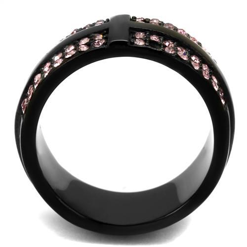 TK2280 - IP Black(Ion Plating) Stainless Steel Ring with Top Grade Crystal  in Light Amethyst LuxuryLifeWay Online Store