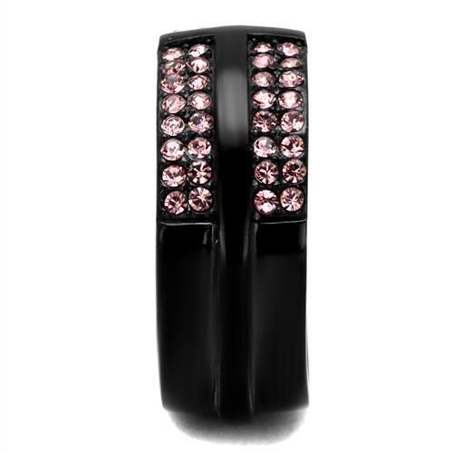 TK2280 - IP Black(Ion Plating) Stainless Steel Ring with Top Grade Crystal  in Light Amethyst LuxuryLifeWay Online Store