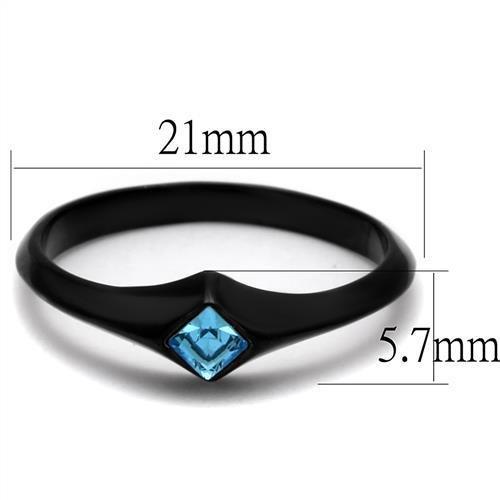 TK2284 - IP Black(Ion Plating) Stainless Steel Ring with Top Grade Crystal  in Sea Blue LuxuryLifeWay Online Store