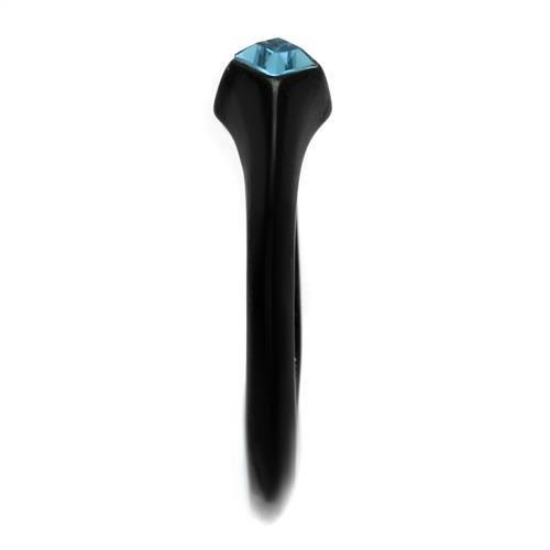 TK2284 - IP Black(Ion Plating) Stainless Steel Ring with Top Grade Crystal  in Sea Blue LuxuryLifeWay Online Store