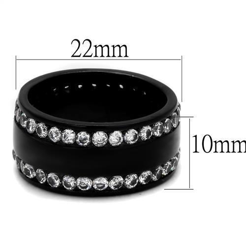TK2290 - IP Black(Ion Plating) Stainless Steel Ring with AAA Grade CZ  in Clear LuxuryLifeWay Online Store