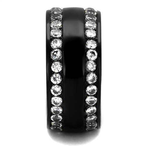 TK2290 - IP Black(Ion Plating) Stainless Steel Ring with AAA Grade CZ  in Clear LuxuryLifeWay Online Store