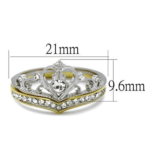 TK2294 - Two-Tone IP Gold (Ion Plating) Stainless Steel Ring with Top Grade Crystal  in Clear LuxuryLifeWay Online Store