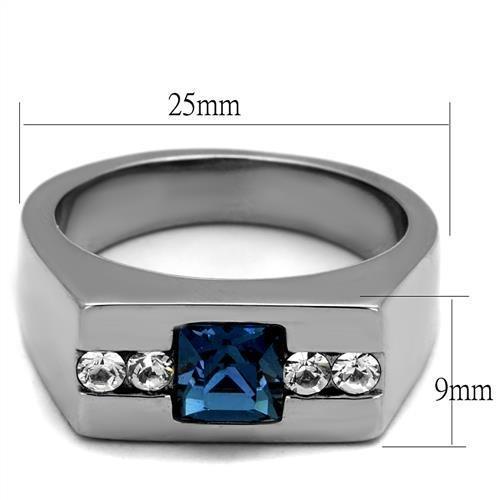 TK2307 - High polished (no plating) Stainless Steel Ring with Top Grade Crystal  in Aquamarine LuxuryLifeWay Online Store