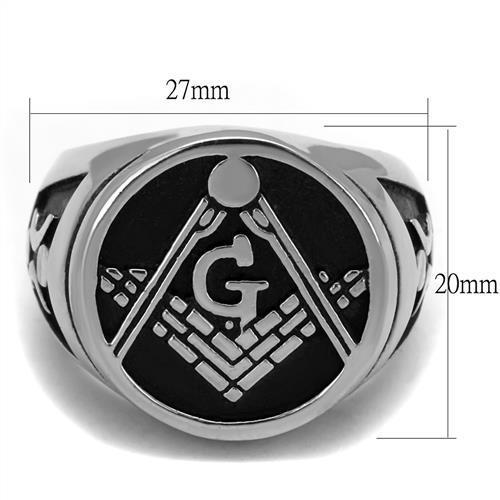 TK2315 - High polished (no plating) Stainless Steel Ring with Epoxy  in Jet LuxuryLifeWay Online Store