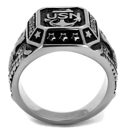 TK2325 - High polished (no plating) Stainless Steel Ring with Epoxy  in Jet LuxuryLifeWay Online Store