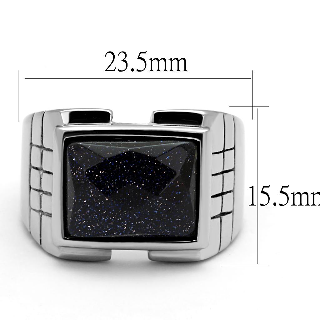 TK2399 - High polished (no plating) Stainless Steel Ring with Blue Sand  in Montana LuxuryLifeWay Online Store