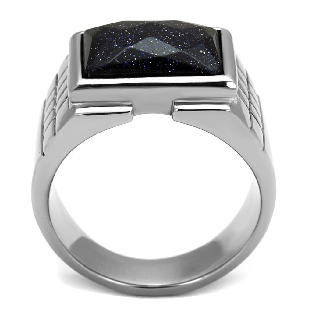 TK2399 - High polished (no plating) Stainless Steel Ring with Blue Sand  in Montana LuxuryLifeWay Online Store