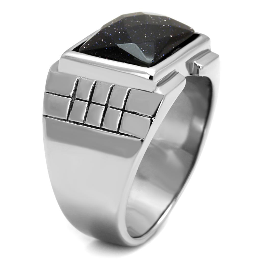 TK2399 - High polished (no plating) Stainless Steel Ring with Blue Sand  in Montana LuxuryLifeWay Online Store
