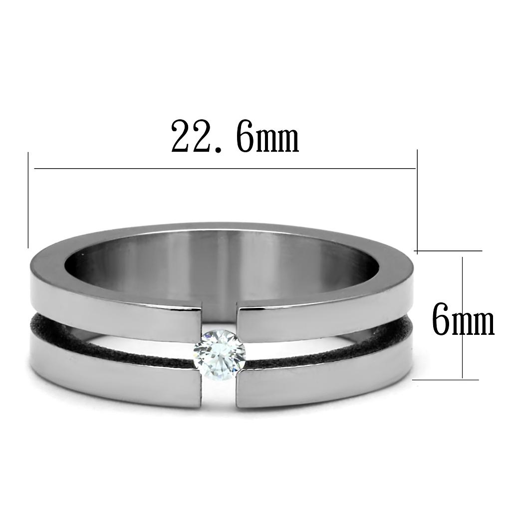 TK2412 - High polished (no plating) Stainless Steel Ring with AAA Grade CZ  in Clear LuxuryLifeWay Online Store