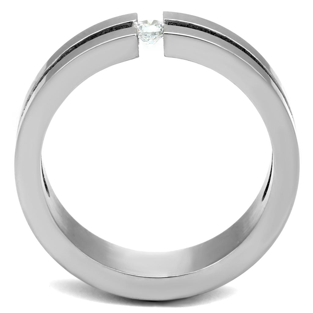 TK2412 - High polished (no plating) Stainless Steel Ring with AAA Grade CZ  in Clear LuxuryLifeWay Online Store