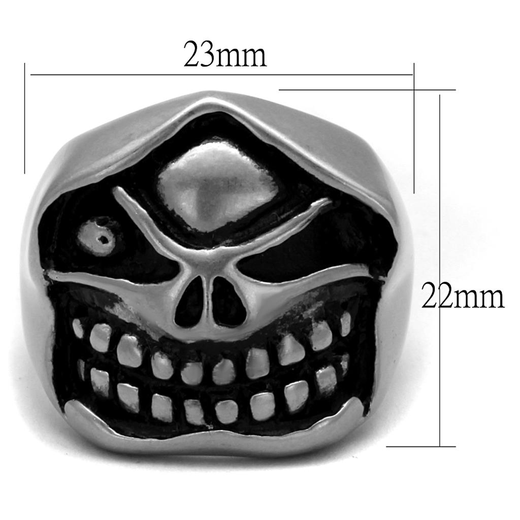 TK2418 - Antique Silver Stainless Steel Ring with Epoxy  in Jet LuxuryLifeWay Online Store
