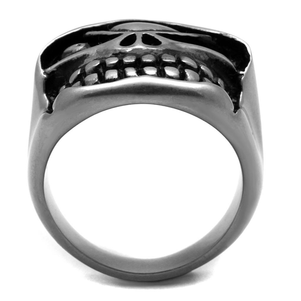 TK2418 - Antique Silver Stainless Steel Ring with Epoxy  in Jet LuxuryLifeWay Online Store